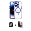 MARSİLYAN™- iPhone 15 Pro Max Kılıf Kozmos Doku Koleksiyonu - Siyah 3D Antistatik Mat Seramik Nano Ekran Koruyucu + PVD Metal Kamera Lens - TU