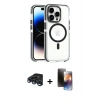 MARSİLYAN™- iPhone 15 Pro Max Kılıf Kozmos Doku Koleksiyonu - Siyah 3D Antistatik Mat Seramik Nano Ekran Koruyucu + Raze Metal Kamera Lens - LT