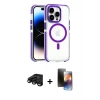 MARSİLYAN™- iPhone 15 Pro Max Kılıf Kozmos Doku Koleksiyonu - Siyah 3D Antistatik Mat Seramik Nano Ekran Koruyucu + Siyah Raze Metal Kamera Lens