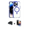 MARSİLYAN™- iPhone 15 Pro Max Kılıf Kozmos Doku Koleksiyonu - Siyah 3D Antistatik Mat Seramik Nano Ekran Koruyucu + Raze Metal Kamera Lens - LT