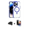 MARSİLYAN™- iPhone 15 Pro Max Kılıf Kozmos Doku Koleksiyonu - Siyah 3D Antistatik Mat Seramik Nano Ekran Koruyucu + Titanyum Gri Raze Metal Kamera Lens
