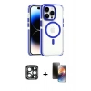 MARSİLYAN™- iPhone 15 Pro Max Kılıf Kozmos Doku Koleksiyonu - Siyah 3D Antistatik Mat Seramik Nano Ekran Koruyucu + PVD Metal Kamera Lens - LT