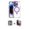 MARSİLYAN™- iPhone 15 Pro Max Kılıf Kozmos Doku Koleksiyonu - Siyah 3D Antistatik Mat Seramik Nano Ekran Koruyucu + PVD Metal Kamera Lens - LT