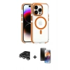 MARSİLYAN™- iPhone 15 Pro Max Kılıf Kozmos Doku Koleksiyonu - Siyah 3D Antistatik Mat Seramik Nano Ekran Koruyucu + Raze Metal Kamera Lens - GS