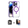MARSİLYAN™- iPhone 15 Pro Max Kılıf Kozmos Doku Koleksiyonu - Siyah 3D Antistatik Mat Seramik Nano Ekran Koruyucu + PVD Metal Kamera Lens - TU