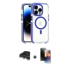 MARSİLYAN™- iPhone 15 Pro Max Kılıf Kozmos Doku Koleksiyonu - Siyah 3D Antistatik Mat Seramik Nano Ekran Koruyucu + Raze Metal Kamera Lens - GS