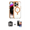 MARSİLYAN™- iPhone 15 Pro Max Kılıf Kozmos Doku Koleksiyonu - Siyah 3D Antistatik Mat Seramik Nano Ekran Koruyucu + PVD Metal Kamera Lens - TU