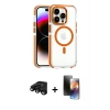 MARSİLYAN™- iPhone 15 Pro Max Kılıf Kozmos Doku Koleksiyonu - Siyah 3D Antistatik Mat Seramik Nano Ekran Koruyucu + Siyah Raze Metal Kamera Lens