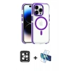 MARSİLYAN™- iPhone 15 Pro Max Kılıf Kozmos Doku Koleksiyonu - Siyah 3D Antistatik Seramik Nano Ekran Koruyucu + PVD Metal Kamera Lens - SH