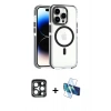 MARSİLYAN™- iPhone 15 Pro Max Kılıf Kozmos Doku Koleksiyonu - Siyah 3D Antistatik Seramik Nano Ekran Koruyucu + PVD Metal Kamera Lens - LT