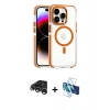 MARSİLYAN™- iPhone 15 Pro Max Kılıf Kozmos Doku Koleksiyonu - Siyah 3D Antistatik Seramik Nano Ekran Koruyucu + Raze Metal Kamera Lens - GS