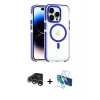 MARSİLYAN™- iPhone 15 Pro Max Kılıf Kozmos Doku Koleksiyonu - Siyah 3D Antistatik Seramik Nano Ekran Koruyucu + Raze Metal Kamera Lens - GS