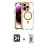 MARSİLYAN™- iPhone 15 Pro Max Kılıf Kozmos Doku Koleksiyonu - Siyah Bilvis 3D Cam Ekran Koruyucu + PVD Metal Kamera Lens - GI