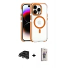 MARSİLYAN™- iPhone 15 Pro Max Kılıf Kozmos Doku Koleksiyonu - Siyah Bilvis 3D Cam Ekran Koruyucu + Raze Metal Kamera Lens - TMGI