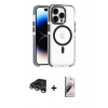MARSİLYAN™- iPhone 15 Pro Max Kılıf Kozmos Doku Koleksiyonu - Siyah Bilvis 3D Mat Cam Ekran Koruyucu + Raze Metal Kamera Lens - GS