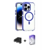 MARSİLYAN™- iPhone 15 Pro Max Kılıf Kozmos Doku Koleksiyonu - Siyah Bilvis 5in1 3D Magic Cam Ekran Koruyucu + Raze Metal Kamera Lens - TMGI