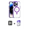 MARSİLYAN™- iPhone 15 Pro Max Kılıf Kozmos Doku Koleksiyonu - Siyah Bilvis 5in1 3D Magic Cam Ekran Koruyucu + PVD Metal Kamera Lens - GI