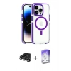 MARSİLYAN™- iPhone 15 Pro Max Kılıf Kozmos Doku Koleksiyonu - Siyah Bilvis 5in1 3D Magic Cam Ekran Koruyucu + Titanyum Gri Raze Metal Kamera Lens
