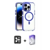 MARSİLYAN™- iPhone 15 Pro Max Kılıf Kozmos Doku Koleksiyonu - Siyah Bilvis 5in1 3D Magic Cam Ekran Koruyucu + PVD Metal Kamera Lens - SH