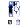 MARSİLYAN™- iPhone 15 Pro Max Kılıf Kozmos Doku Koleksiyonu - Siyah Bilvis 5in1 3D Magic Cam Ekran Koruyucu + PVD Metal Kamera Lens - GI