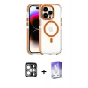 MARSİLYAN™- iPhone 15 Pro Max Kılıf Kozmos Doku Koleksiyonu - Siyah Bilvis 5in1 3D Magic Cam Ekran Koruyucu + PVD Metal Kamera Lens - GS