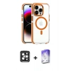 MARSİLYAN™- iPhone 15 Pro Max Kılıf Kozmos Doku Koleksiyonu - Siyah Bilvis 5in1 3D Magic Cam Ekran Koruyucu + PVD Metal Kamera Lens - SH