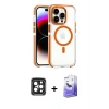 MARSİLYAN™- iPhone 15 Pro Max Kılıf Kozmos Doku Koleksiyonu - Siyah Bilvis 5in1 5D Magic Hayalet Cam Ekran Koruyucu + PVD Metal Kamera Lens - SH