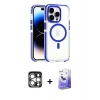 MARSİLYAN™- iPhone 15 Pro Max Kılıf Kozmos Doku Koleksiyonu - Siyah Bilvis 5in1 5D Magic Hayalet Cam Ekran Koruyucu + PVD Metal Kamera Lens - GS