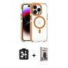 MARSİLYAN™- iPhone 15 Pro Max Kılıf Kozmos Doku Koleksiyonu - Siyah Bilvis Hayalet Cam Ekran Koruyucu + PVD Metal Kamera Lens - TU
