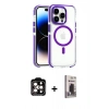 MARSİLYAN™- iPhone 15 Pro Max Kılıf Kozmos Doku Koleksiyonu - Siyah Bilvis Hayalet Cam Ekran Koruyucu + PVD Metal Kamera Lens - TU