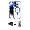 MARSİLYAN™- iPhone 15 Pro Max Kılıf Kozmos Doku Koleksiyonu - Siyah Bilvis Hayalet Cam Ekran Koruyucu + Raze Metal Kamera Lens - LT
