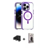 MARSİLYAN™- iPhone 15 Pro Max Kılıf Kozmos Doku Koleksiyonu - Siyah Bilvis Hayalet Cam Ekran Koruyucu + Raze Metal Kamera Lens - SH