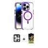MARSİLYAN™- iPhone 15 Pro Max Kılıf Kozmos Doku Koleksiyonu - Siyah Buffer Cam Ekran Koruyucu + PVD Metal Kamera Lens - GS
