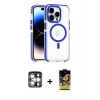 MARSİLYAN™- iPhone 15 Pro Max Kılıf Kozmos Doku Koleksiyonu - Siyah Buffer Cam Ekran Koruyucu + PVD Metal Kamera Lens - GS