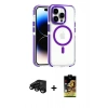 MARSİLYAN™- iPhone 15 Pro Max Kılıf Kozmos Doku Koleksiyonu - Siyah Buffer Cam Ekran Koruyucu + Siyah Raze Metal Kamera Lens