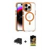 MARSİLYAN™- iPhone 15 Pro Max Kılıf Kozmos Doku Koleksiyonu - Siyah Buffer Cam Ekran Koruyucu + Raze Metal Kamera Lens - TMGI