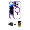 MARSİLYAN™- iPhone 15 Pro Max Kılıf Kozmos Doku Koleksiyonu - Siyah Buffer Cam Ekran Koruyucu + Raze Metal Kamera Lens - TMGI