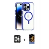 MARSİLYAN™- iPhone 15 Pro Max Kılıf Kozmos Doku Koleksiyonu - Siyah Buffer Hayalet Cam Ekran Koruyucu + Gri PVD Metal Kamera Lens