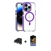 MARSİLYAN™- iPhone 15 Pro Max Kılıf Kozmos Doku Koleksiyonu - Siyah Buffer Hayalet Cam Ekran Koruyucu + Raze Metal Kamera Lens - TMGI