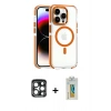 MARSİLYAN™- iPhone 15 Pro Max Kılıf Kozmos Doku Koleksiyonu - Siyah Polymer Nano Ekran Koruyucu + PVD Metal Kamera Lens - LT