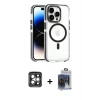 MARSİLYAN™- iPhone 15 Pro Max Kılıf Kozmos Doku Koleksiyonu - Siyah Vanessa Magic Cam + Gri PVD Metal Kamera Lens