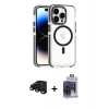 MARSİLYAN™- iPhone 15 Pro Max Kılıf Kozmos Doku Koleksiyonu - Siyah Vanessa Magic Cam + Raze Metal Kamera Lens - SH