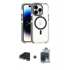 MARSİLYAN™- iPhone 15 Pro Max Kılıf Kozmos Doku Koleksiyonu - Siyah Vanessa Magic Cam + Raze Metal Kamera Lens - TMGI
