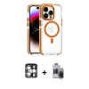MARSİLYAN™- iPhone 15 Pro Max Kılıf Kozmos Doku Koleksiyonu - Siyah Vanessa Magic Hayalet Cam + PVD Metal Kamera Lens - GS