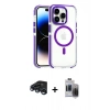 MARSİLYAN™- iPhone 15 Pro Max Kılıf Kozmos Doku Koleksiyonu - Siyah Vanessa Magic Hayalet Cam + Raze Metal Kamera Lens - LT