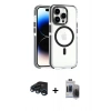 MARSİLYAN™- iPhone 15 Pro Max Kılıf Kozmos Doku Koleksiyonu - Siyah Vanessa Magic Hayalet Cam + Raze Metal Kamera Lens - LT