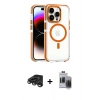 MARSİLYAN™- iPhone 15 Pro Max Kılıf Kozmos Doku Koleksiyonu - Siyah Vanessa Magic Hayalet Cam + Raze Metal Kamera Lens - TMGI