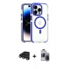 MARSİLYAN™- iPhone 15 Pro Max Kılıf Kozmos Doku Koleksiyonu - Siyah Vanessa Magic Hayalet Cam + Raze Metal Kamera Lens - TMGI