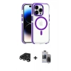 MARSİLYAN™- iPhone 15 Pro Max Kılıf Kozmos Doku Koleksiyonu - Siyah Vanessa Magic Hayalet Cam + Raze Metal Kamera Lens - TMGI
