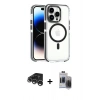 MARSİLYAN™- iPhone 15 Pro Max Kılıf Kozmos Doku Koleksiyonu - Siyah Vanessa Magic Hayalet Cam + Raze Metal Kamera Lens - GS